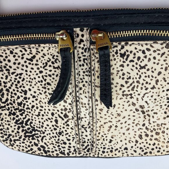 Fossil Crossbody Bag Elise Black Cowhide Animal Print Boho Western - Picture 5 of 15